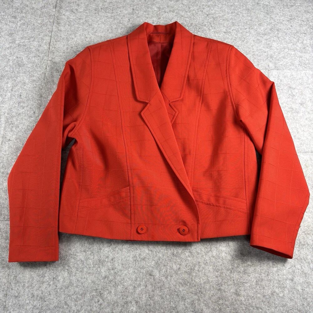 Vintage Norma Modell Red Textured Cropped Blazer Jacket Coat Womens EU 40